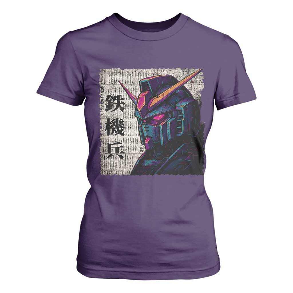 Japanese Mecha Robot T Shirt For Women Samurai Inspired Futuristic Kanji Design TS10 Purple Print Your Wear