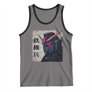 Japanese Mecha Robot Tank Top Samurai Inspired Futuristic Kanji Design TS10 Deep Heather Black Print Your Wear