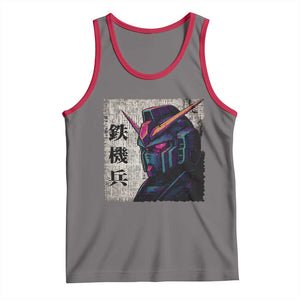 Japanese Mecha Robot Tank Top Samurai Inspired Futuristic Kanji Design TS10 Deep Heather Red Print Your Wear