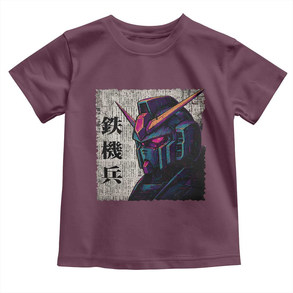 Japanese Mecha Robot Toddler T Shirt Samurai Inspired Futuristic Kanji Design TS10 Maroon Print Your Wear