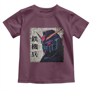 Japanese Mecha Robot Toddler T Shirt Samurai Inspired Futuristic Kanji Design TS10 Maroon Print Your Wear