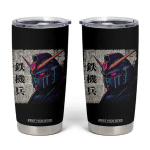 Japanese Mecha Robot Tumbler Cup Samurai Inspired Futuristic Kanji Design TS10 Black Print Your Wear