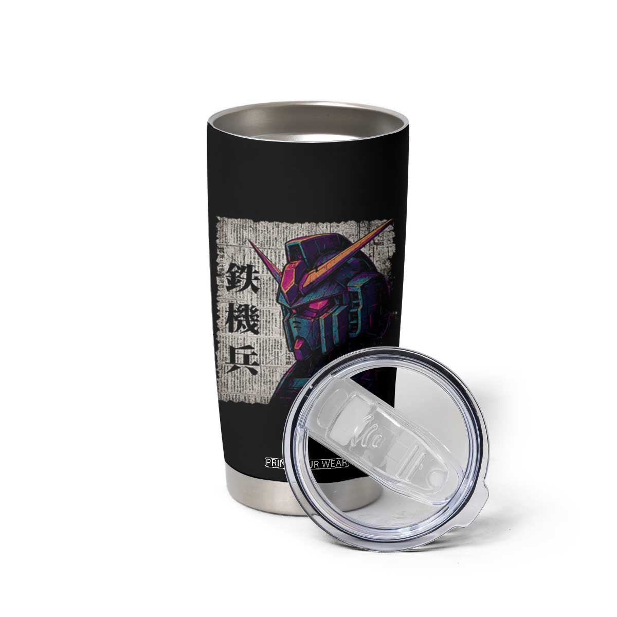 Japanese Mecha Robot Tumbler Cup Samurai Inspired Futuristic Kanji Design TS10 Print Your Wear