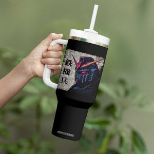 Japanese Mecha Robot Tumbler With Handle Samurai Inspired Futuristic Kanji Design TS10 Print Your Wear