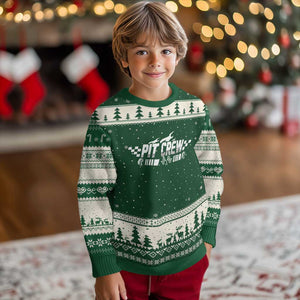 Pit Crew Ugly Christmas Sweater Race Car Family Racing Birthday Hosting Parties TS10 Forest Green Beige Print Your Wear