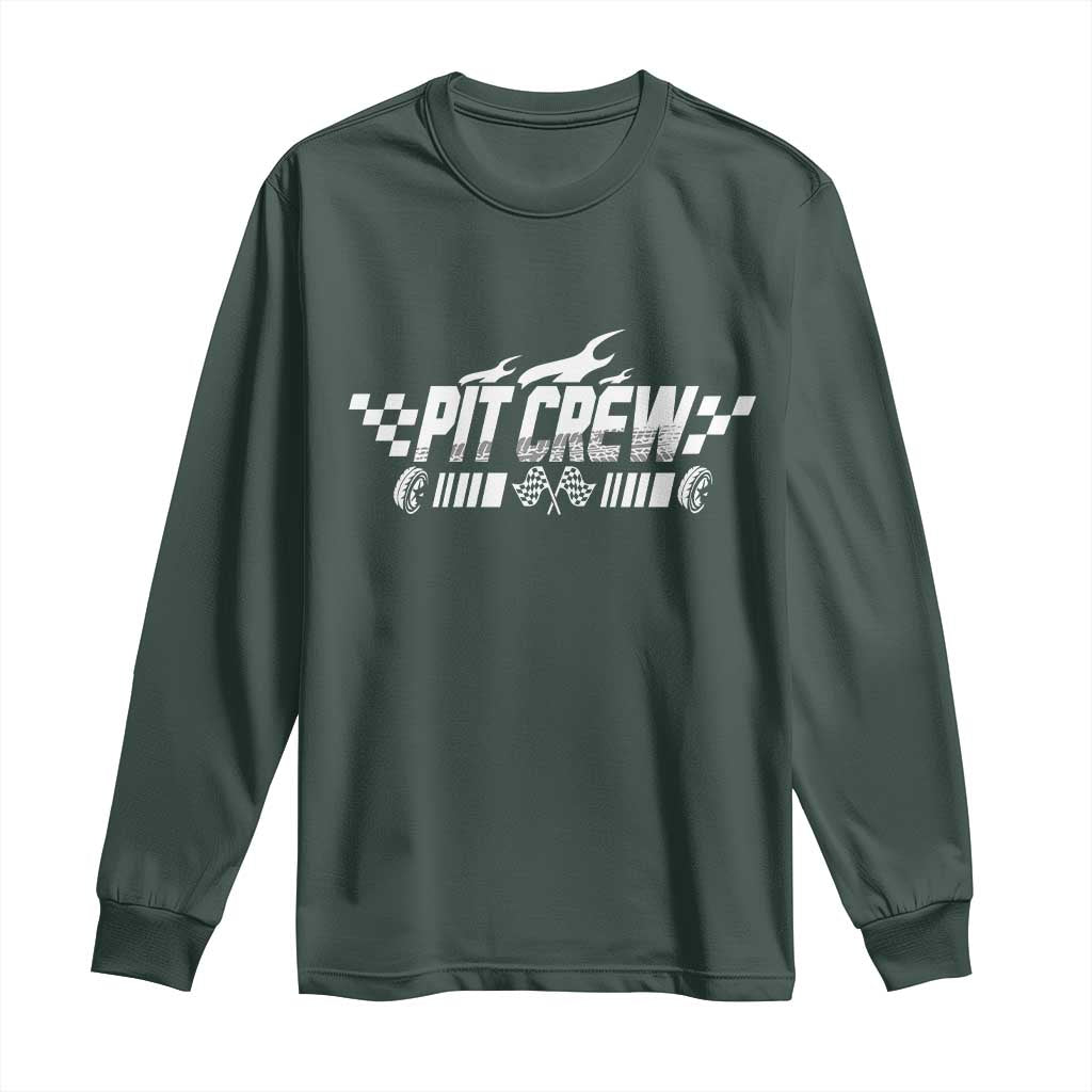 Pit Crew Long Sleeve Shirt Race Car Family Racing Birthday Hosting Parties TS10 Dark Forest Green Print Your Wear