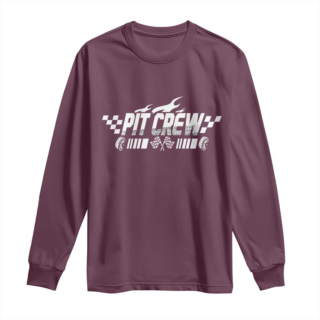 Pit Crew Long Sleeve Shirt Race Car Family Racing Birthday Hosting Parties TS10 Maroon Print Your Wear