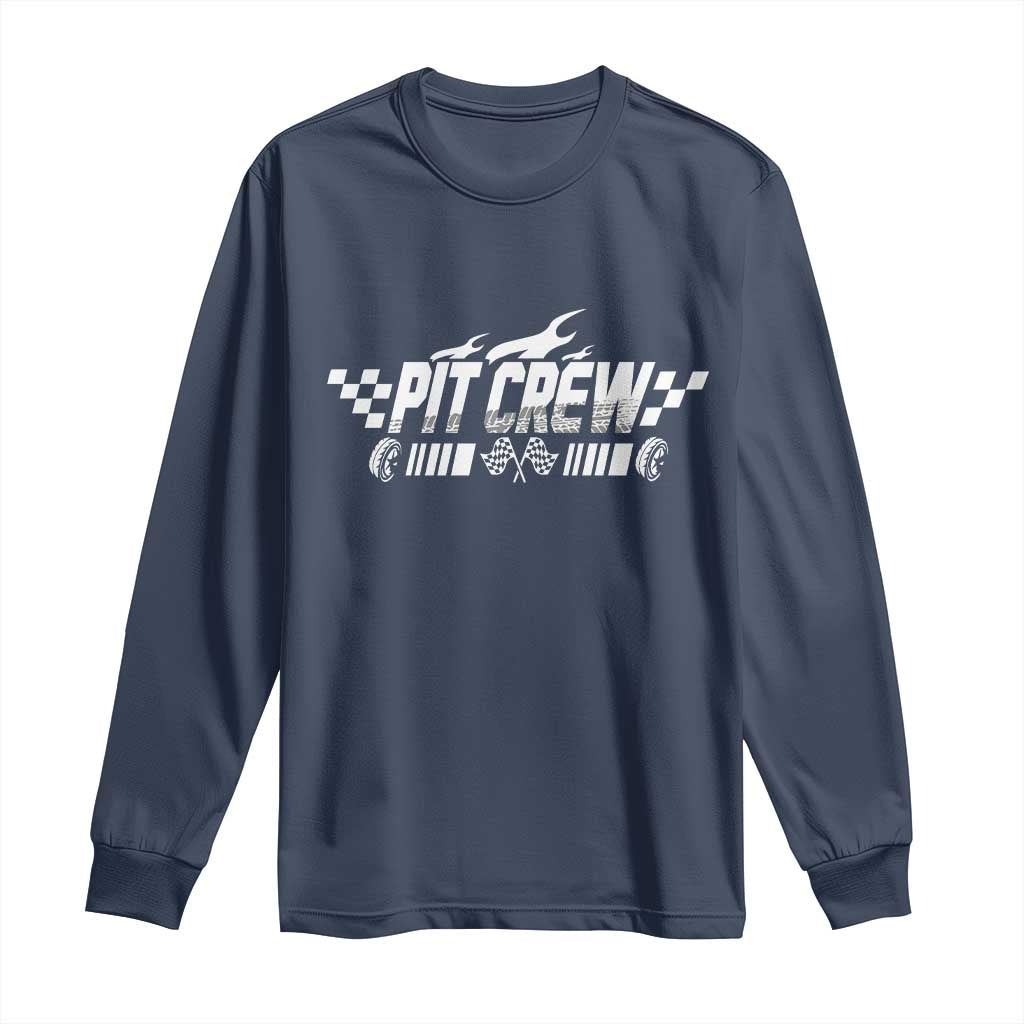 Pit Crew Long Sleeve Shirt Race Car Family Racing Birthday Hosting Parties TS10 Navy Print Your Wear