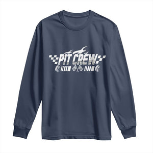 Pit Crew Long Sleeve Shirt Race Car Family Racing Birthday Hosting Parties TS10 Navy Print Your Wear