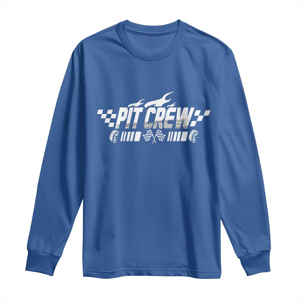 Pit Crew Long Sleeve Shirt Race Car Family Racing Birthday Hosting Parties TS10 Royal Blue Print Your Wear