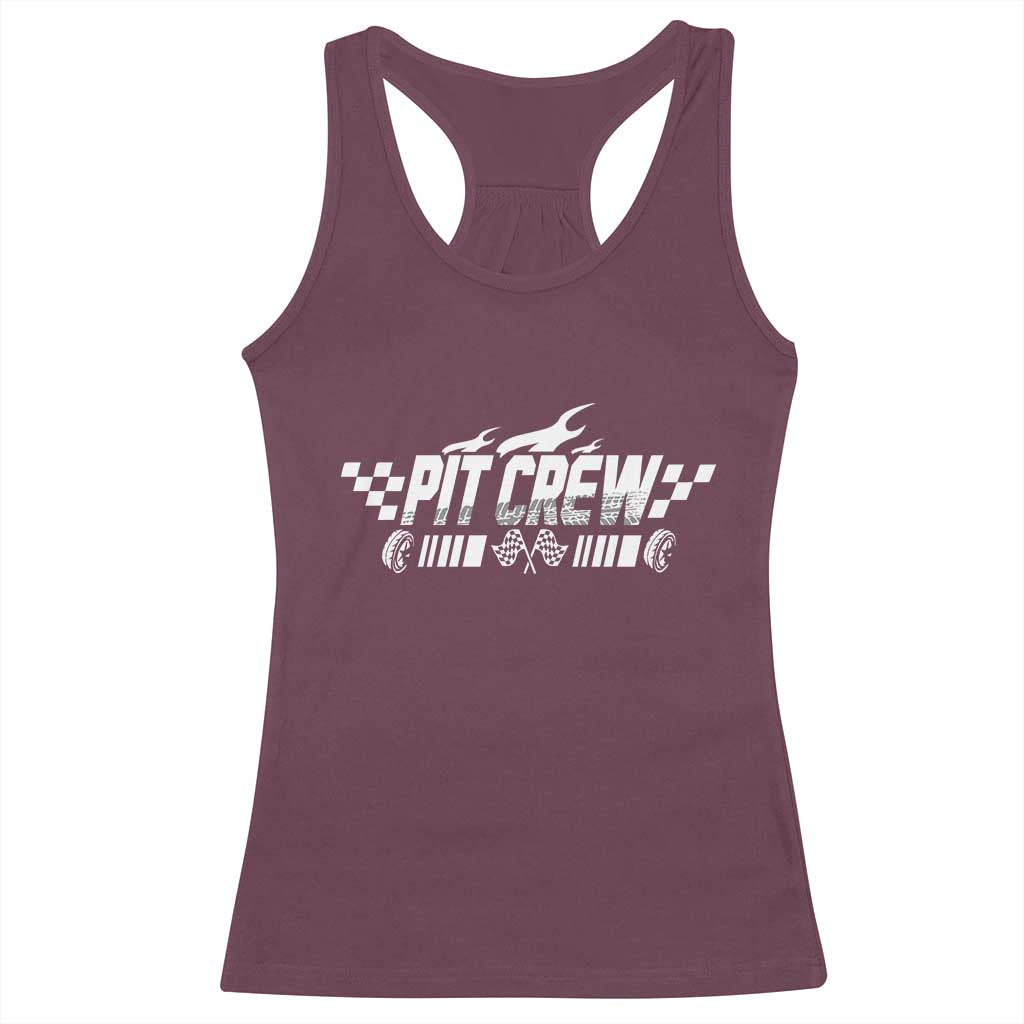 Pit Crew Racerback Tank Top Race Car Family Racing Birthday Hosting Parties TS10 Maroon Print Your Wear