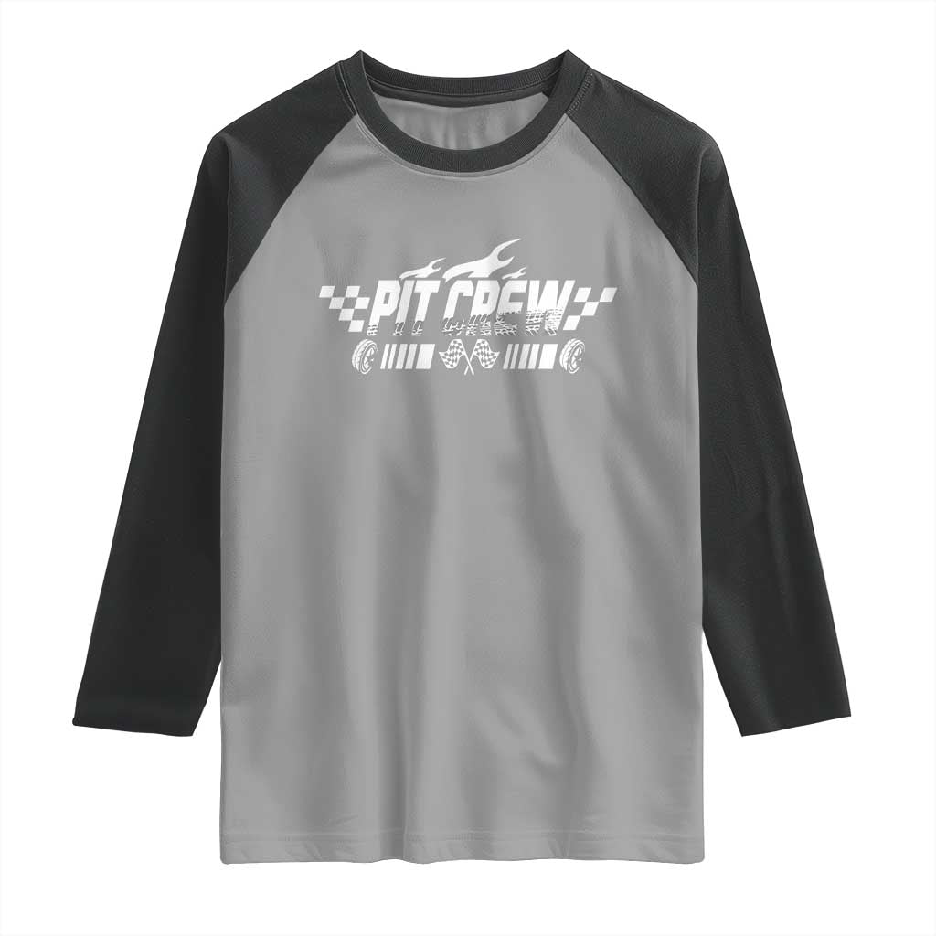 Pit Crew Raglan Shirt Race Car Family Racing Birthday Hosting Parties TS10 Sport Gray Black Print Your Wear
