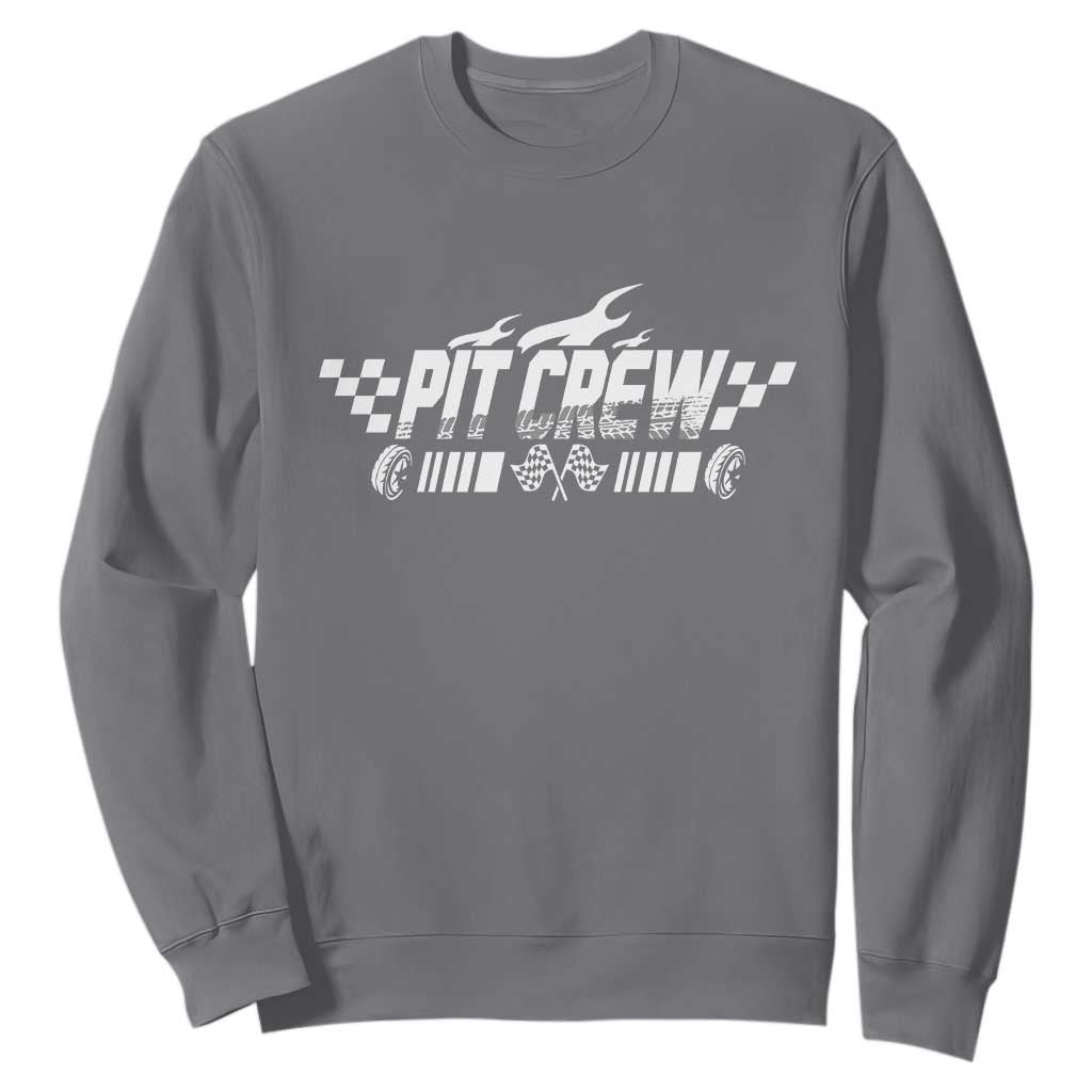 Pit Crew Sweatshirt Race Car Family Racing Birthday Hosting Parties TS10 Charcoal Print Your Wear