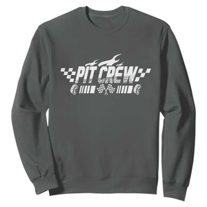 Pit Crew Sweatshirt Race Car Family Racing Birthday Hosting Parties TS10 Dark Heather Print Your Wear