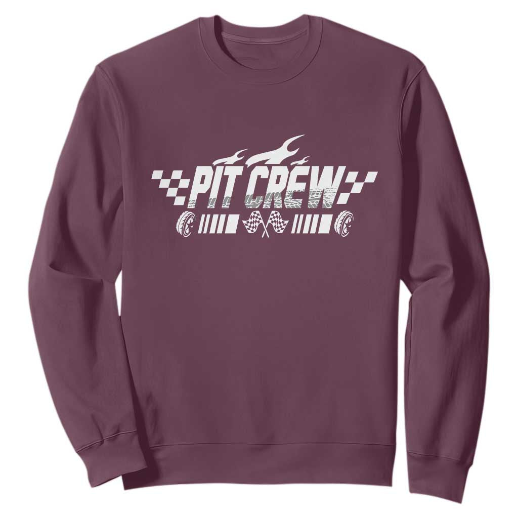 Pit Crew Sweatshirt Race Car Family Racing Birthday Hosting Parties TS10 Maroon Print Your Wear