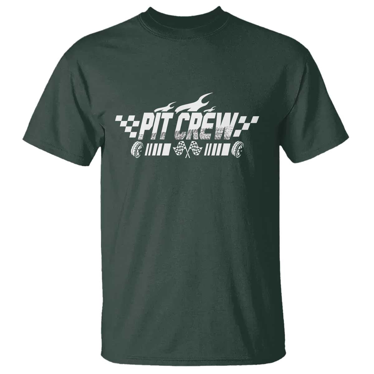 Pit Crew T Shirt Race Car Family Racing Birthday Hosting Parties TS10 Dark Forest Green Print Your Wear