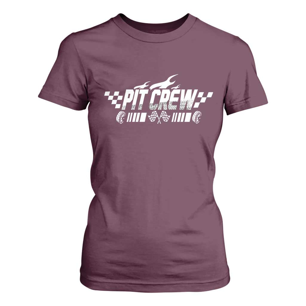Pit Crew T Shirt For Women Race Car Family Racing Birthday Hosting Parties TS10 Maroon Print Your Wear