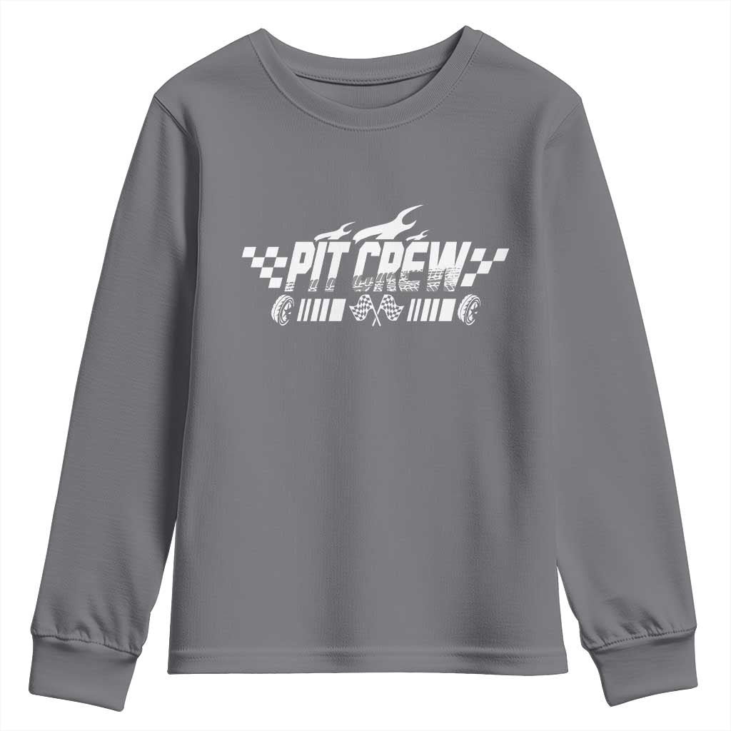 Pit Crew Youth Sweatshirt Race Car Family Racing Birthday Hosting Parties TS10 Charcoal Print Your Wear