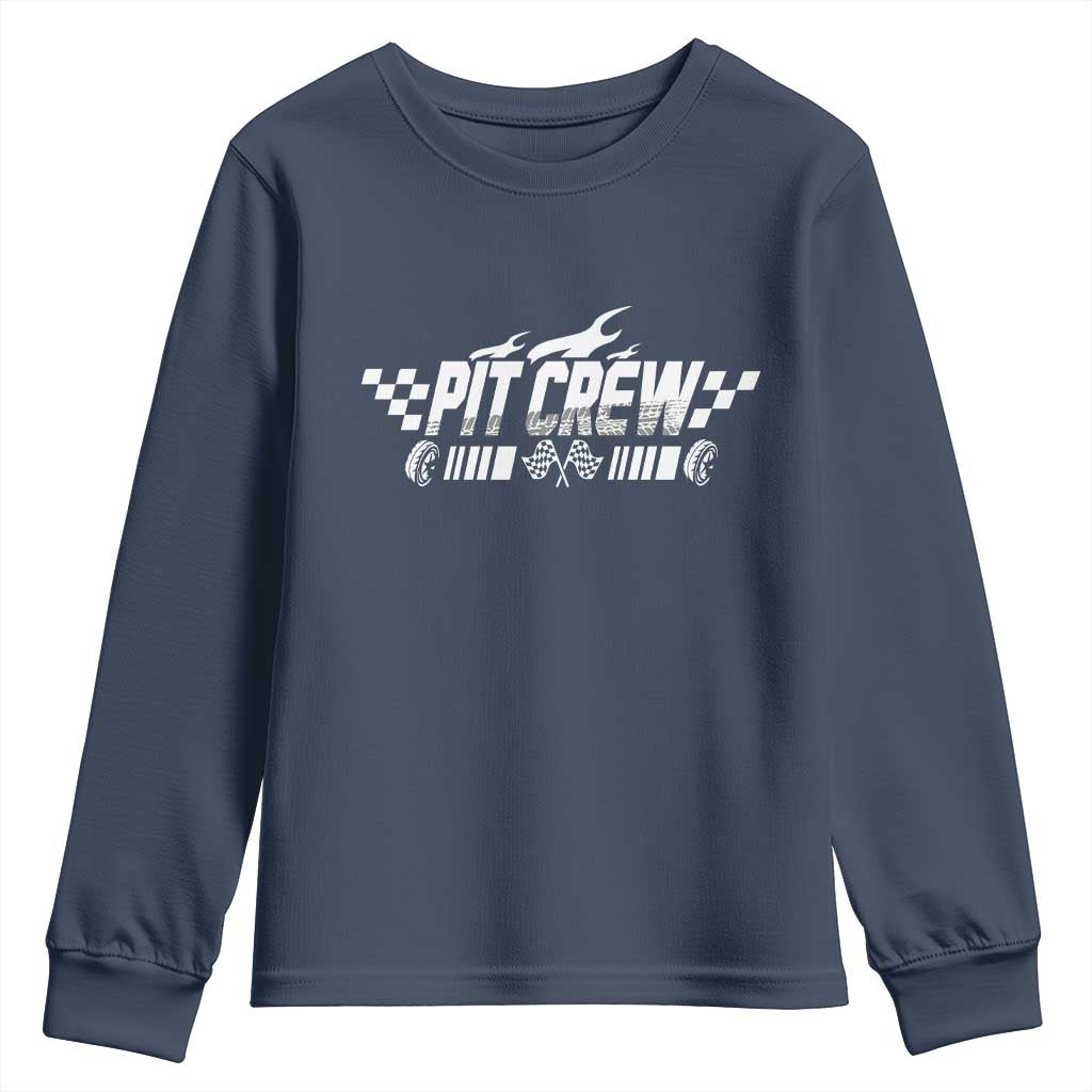 Pit Crew Youth Sweatshirt Race Car Family Racing Birthday Hosting Parties TS10 Navy Print Your Wear