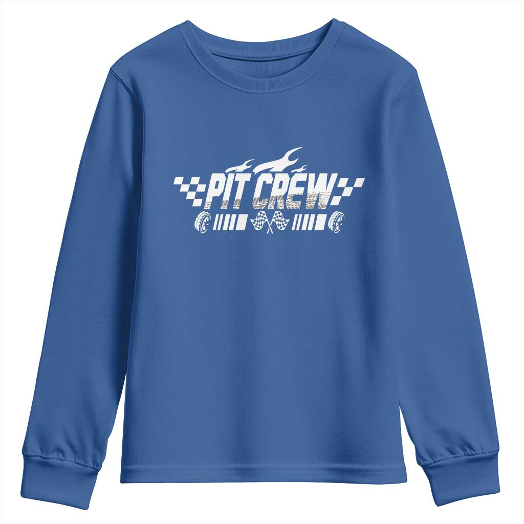 Pit Crew Youth Sweatshirt Race Car Family Racing Birthday Hosting Parties TS10 Royal Blue Print Your Wear