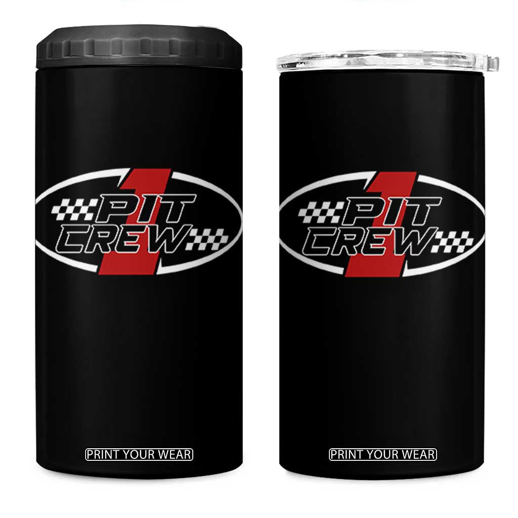 Pit Crew 4 in 1 Can Cooler Tumbler Race Car Racing Birthday Hosting Parties TS10 One Size: 16 oz Black Print Your Wear