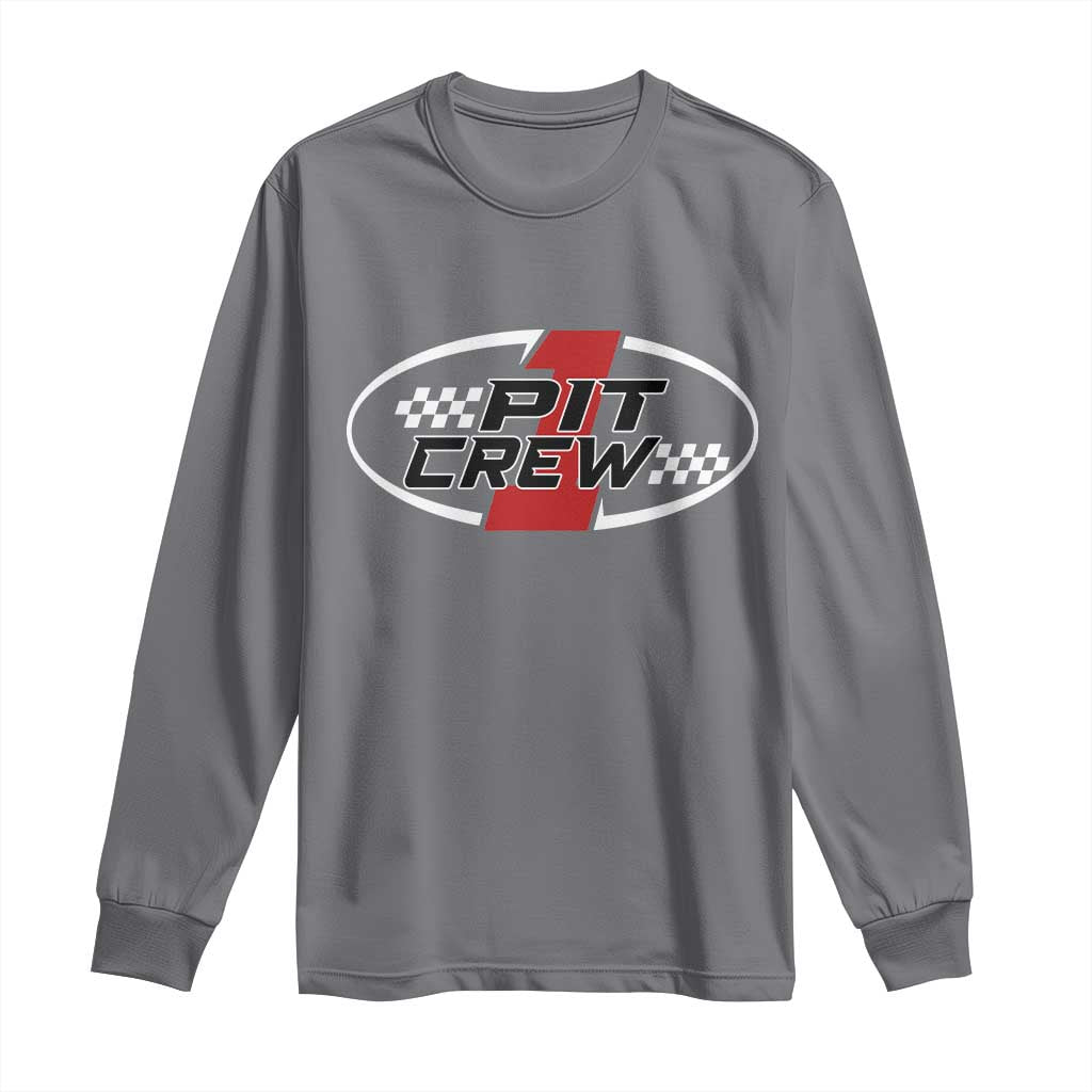 Pit Crew Long Sleeve Shirt Race Car Racing Birthday Hosting Parties TS10 Charcoal Print Your Wear