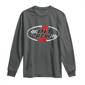 Pit Crew Long Sleeve Shirt Race Car Racing Birthday Hosting Parties TS10 Dark Heather Print Your Wear