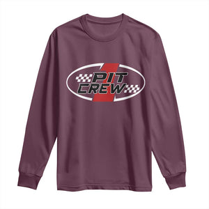 Pit Crew Long Sleeve Shirt Race Car Racing Birthday Hosting Parties TS10 Maroon Print Your Wear