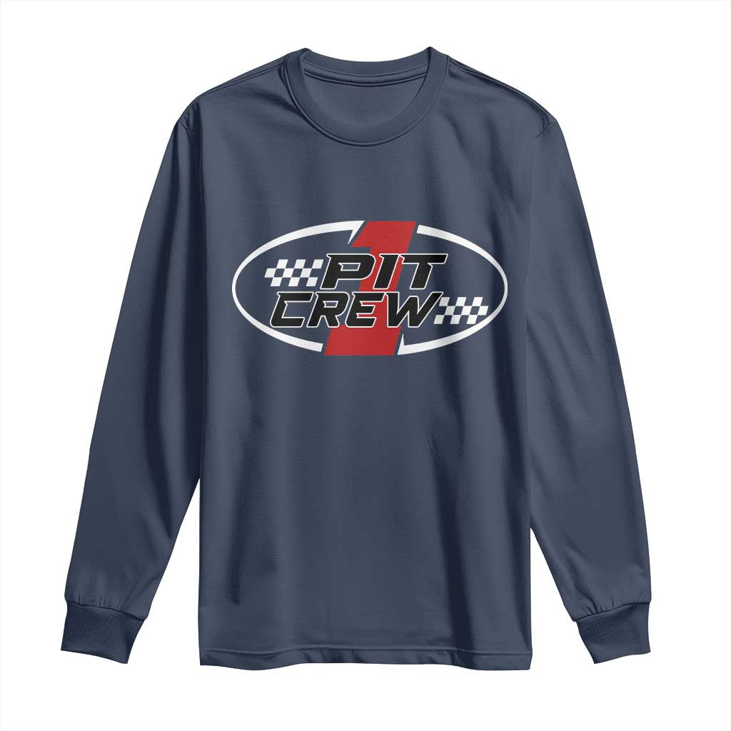 Pit Crew Long Sleeve Shirt Race Car Racing Birthday Hosting Parties TS10 Navy Print Your Wear