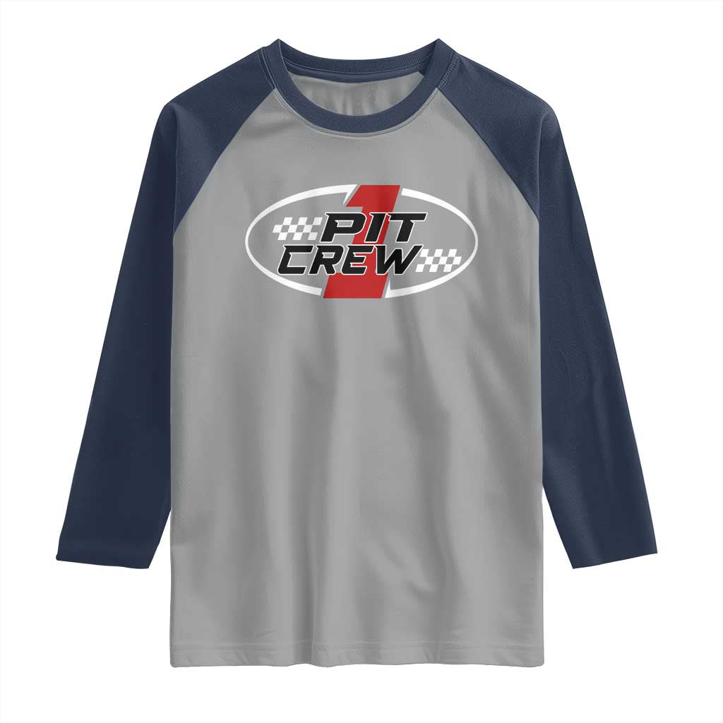 Pit Crew Raglan Shirt Race Car Racing Birthday Hosting Parties TS10 Sport Gray Navy Print Your Wear