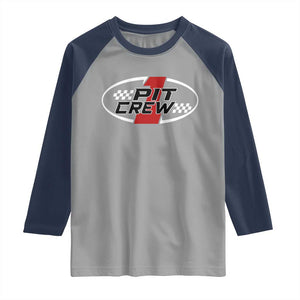 Pit Crew Raglan Shirt Race Car Racing Birthday Hosting Parties TS10 Sport Gray Navy Print Your Wear