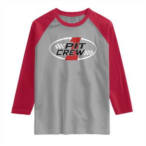 Pit Crew Raglan Shirt Race Car Racing Birthday Hosting Parties TS10 Sport Gray Red Print Your Wear