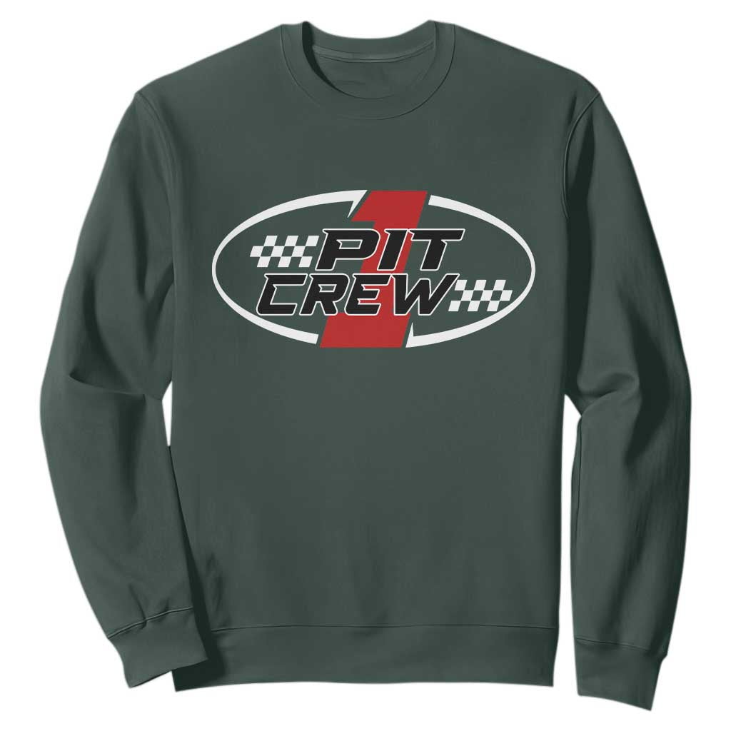 Pit Crew Sweatshirt Race Car Racing Birthday Hosting Parties TS10 Dark Forest Green Print Your Wear