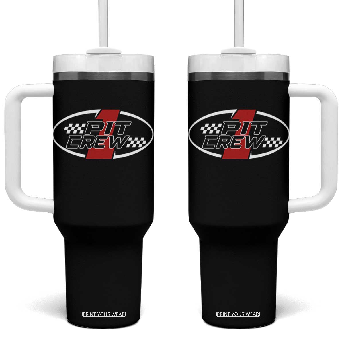 Pit Crew Tumbler With Handle Race Car Racing Birthday Hosting Parties TS10 One Size: 40 oz Black Print Your Wear