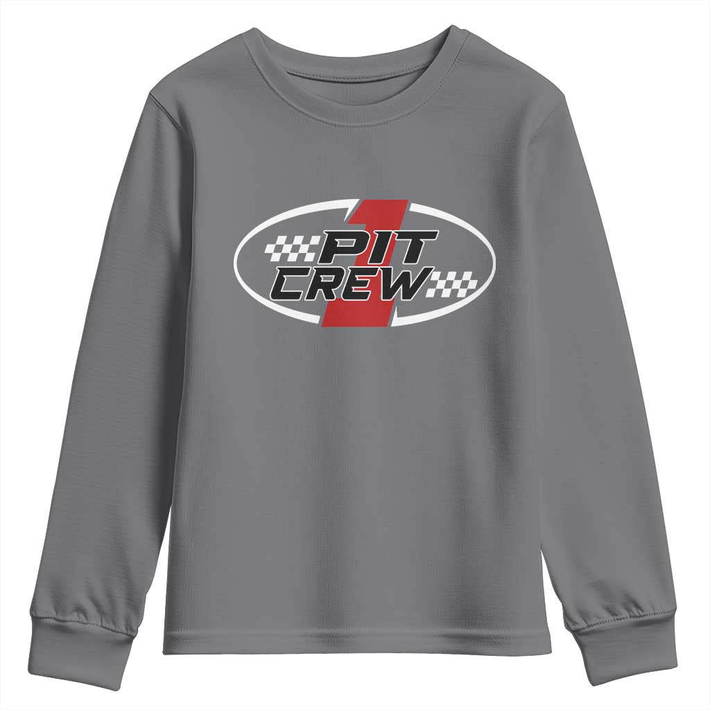 Pit Crew Youth Sweatshirt Race Car Racing Birthday Hosting Parties TS10 Charcoal Print Your Wear