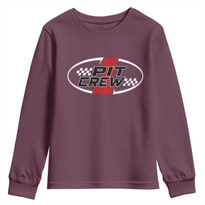 Pit Crew Youth Sweatshirt Race Car Racing Birthday Hosting Parties TS10 Maroon Print Your Wear