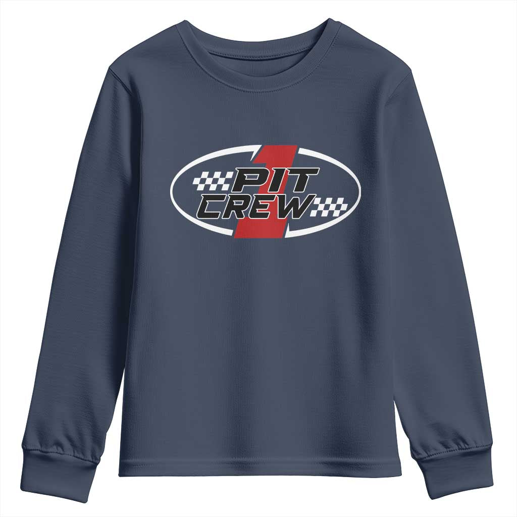 Pit Crew Youth Sweatshirt Race Car Racing Birthday Hosting Parties TS10 Navy Print Your Wear