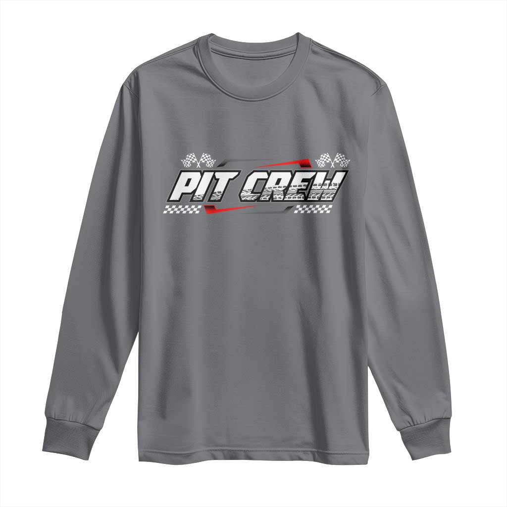 Pit Crew Long Sleeve Shirt Race Car Family Racing Birthday Parties TS10 Charcoal Print Your Wear