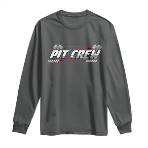 Pit Crew Long Sleeve Shirt Race Car Family Racing Birthday Parties TS10 Dark Heather Print Your Wear