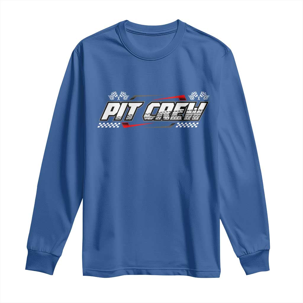 Pit Crew Long Sleeve Shirt Race Car Family Racing Birthday Parties TS10 Royal Blue Print Your Wear