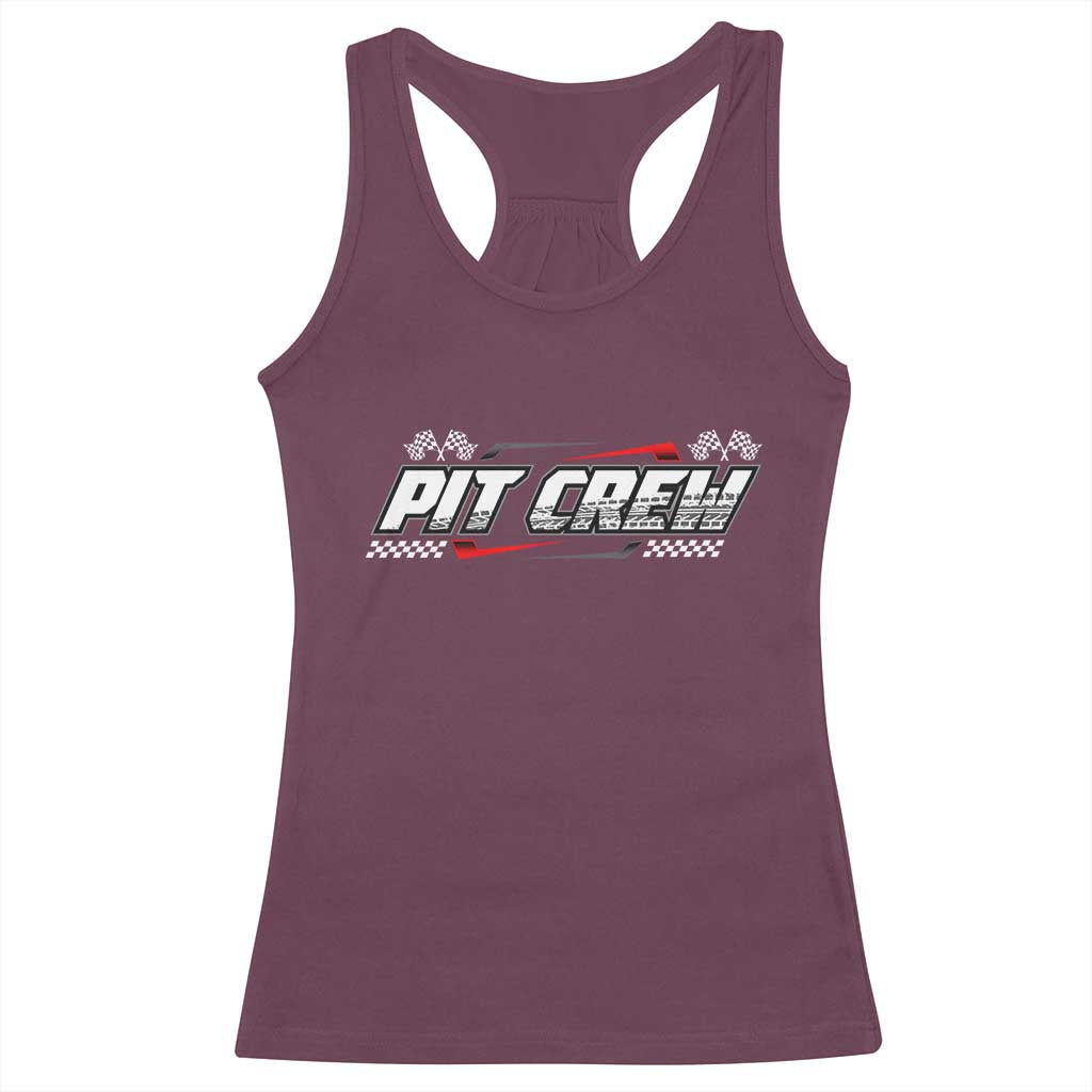 Pit Crew Racerback Tank Top Race Car Family Racing Birthday Parties TS10 Maroon Print Your Wear