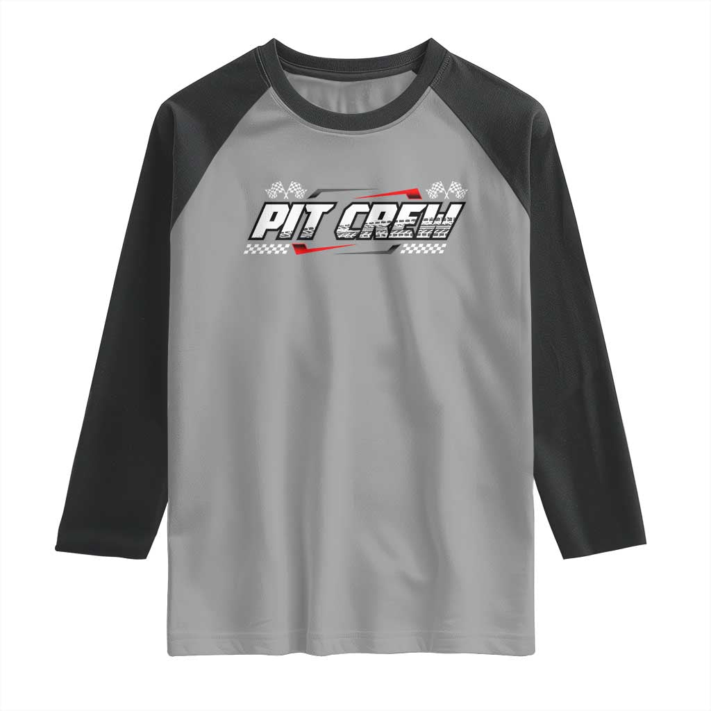 Pit Crew Raglan Shirt Race Car Family Racing Birthday Parties TS10 Sport Gray Black Print Your Wear