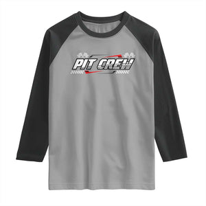 Pit Crew Raglan Shirt Race Car Family Racing Birthday Parties TS10 Sport Gray Black Print Your Wear