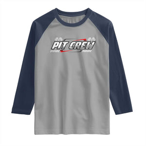 Pit Crew Raglan Shirt Race Car Family Racing Birthday Parties TS10 Sport Gray Navy Print Your Wear