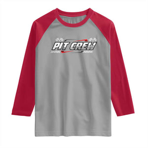 Pit Crew Raglan Shirt Race Car Family Racing Birthday Parties TS10 Sport Gray Red Print Your Wear