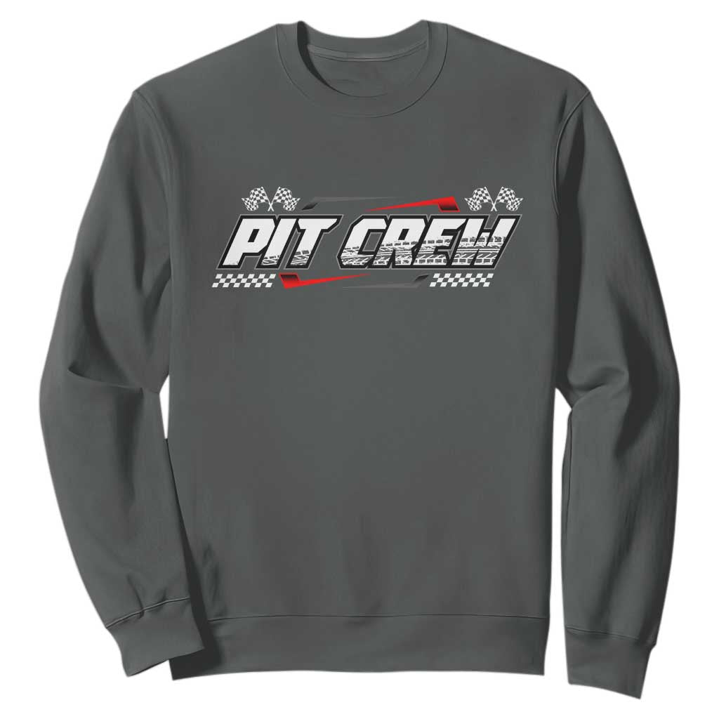 Pit Crew Sweatshirt Race Car Family Racing Birthday Parties TS10 Dark Heather Print Your Wear