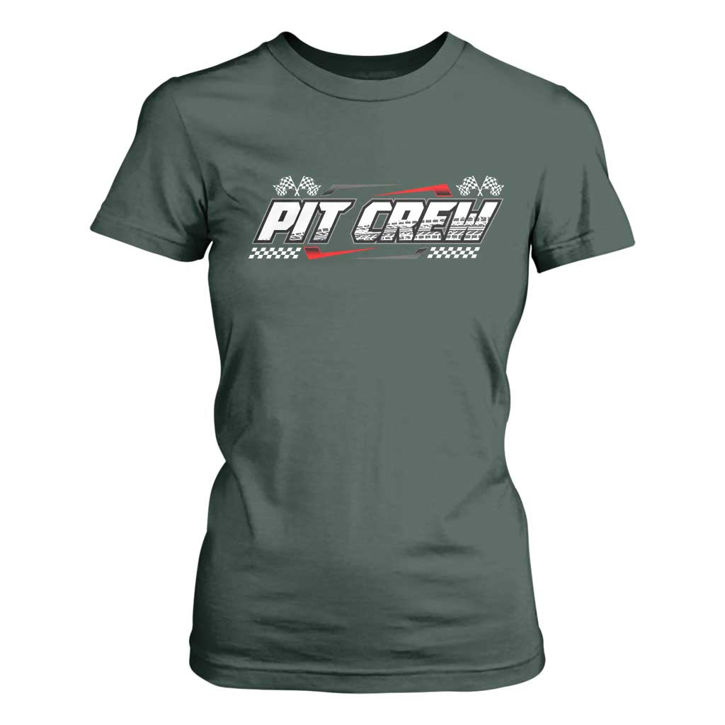 Pit Crew T Shirt For Women Race Car Family Racing Birthday Parties TS10 Dark Forest Green Print Your Wear