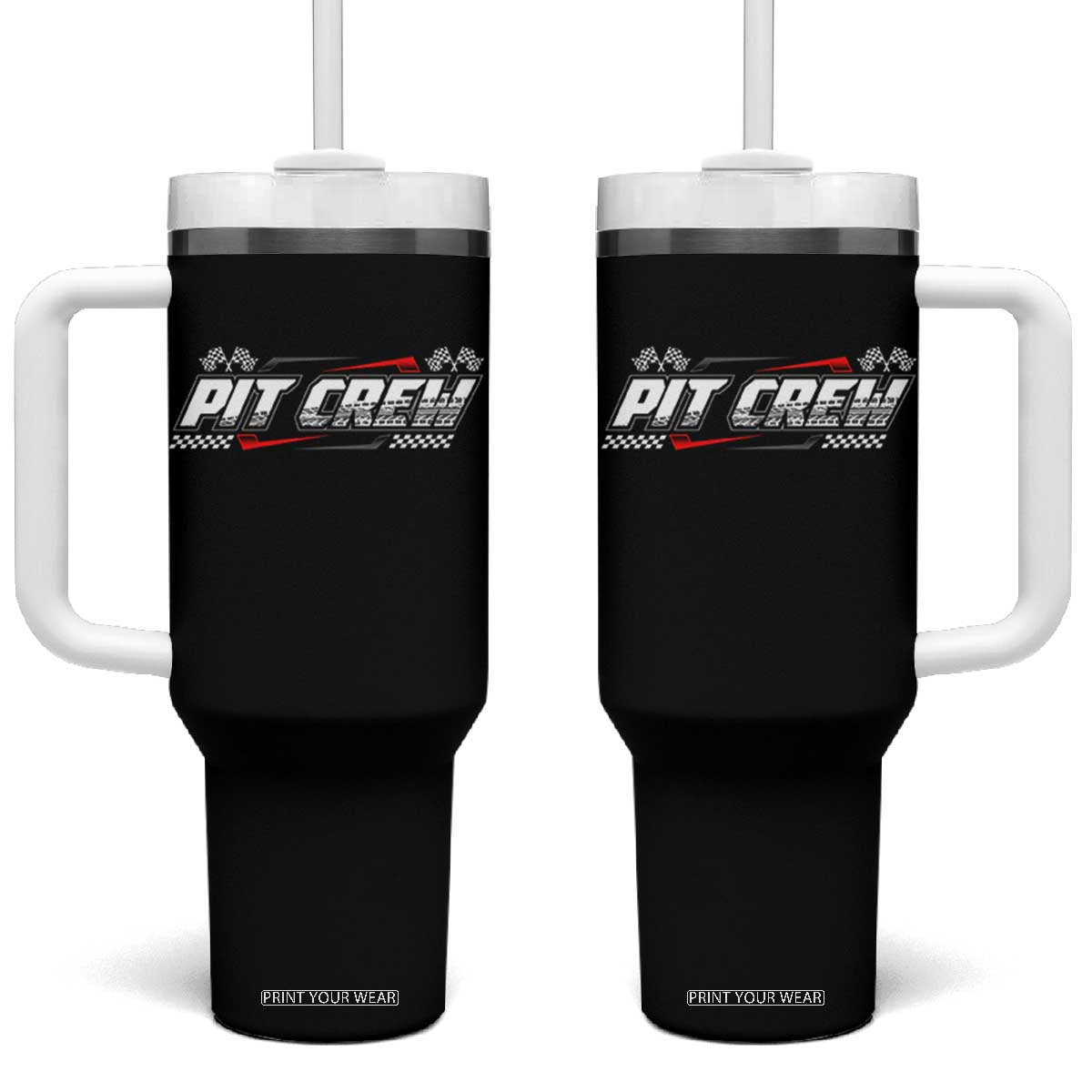 Pit Crew Tumbler With Handle Race Car Family Racing Birthday Parties TS10 One Size: 40 oz Black Print Your Wear