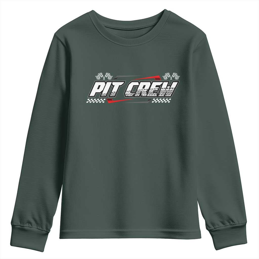 Pit Crew Youth Sweatshirt Race Car Family Racing Birthday Parties TS10 Dark Forest Green Print Your Wear