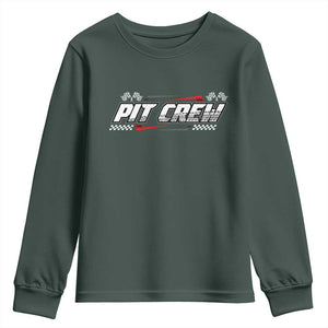 Pit Crew Youth Sweatshirt Race Car Family Racing Birthday Parties TS10 Dark Forest Green Print Your Wear